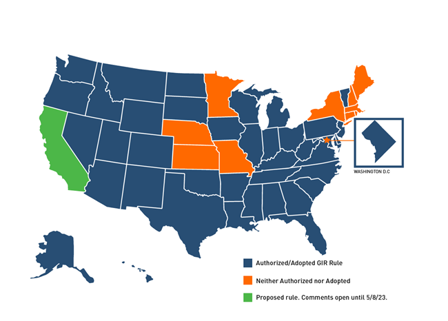 Map of RCRA Generator Improvements Adoption by State