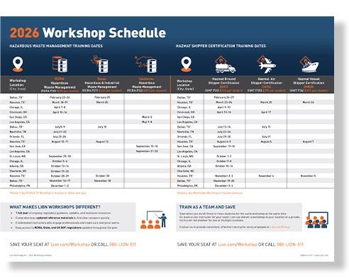 Lion's 2026 workshop schedule is now available